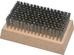 Made in USA - 3/4" Bristle Length, Stainless Steel Cleaning & Finishing Brush - 4-1/4" Long x 2-1/2" Wide Head, 4-1/4" OAL, Hardwood Block - Makers Industrial Supply