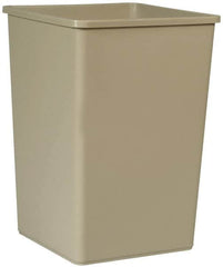 Rubbermaid - 35 Gal Beige Square Trash Can - Polyethylene, 27-5/8" High x 19-1/2" Long x 19-1/2" Wide - Makers Industrial Supply