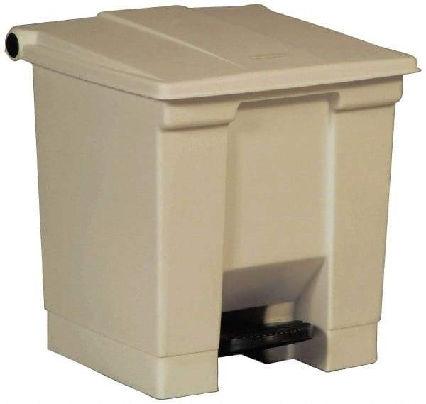 Rubbermaid - 8 Gal Rectangle Unlabeled Trash Can - 17-1/8" High x 16-1/4" Long x 15-3/4" Wide, White, High-Density Polyethylene (Base), Polypropylene (Lid) - Makers Industrial Supply