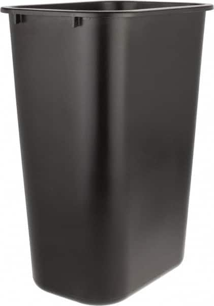 Rubbermaid - 41 Qt Black Rectangle Trash Can - Polyethylene, 19-7/8" High x 15-1/4" Long x 11" Wide - Makers Industrial Supply