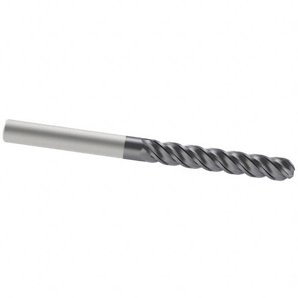 Accupro - 1/2" Diam, 3" LOC, 4 Flute Solid Carbide Ball End Mill - AlTiN Finish, Single End, 6" OAL, 1/2" Shank Diam, Spiral Flute - Makers Industrial Supply