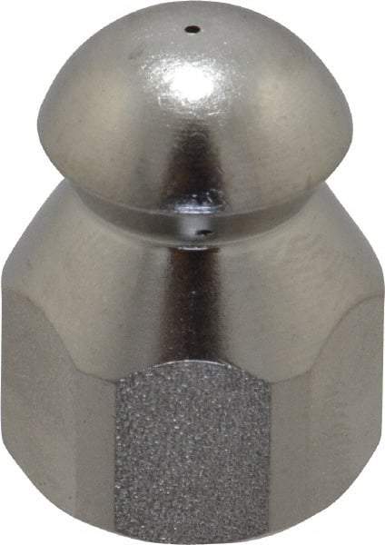 PRO-SOURCE - 4,200 psi Fixed, Stainless Steel, Sewer Pressure Washer Nozzle - 4.5mm Orifice Diam, 1/4" Thread, FPT, Polished - Makers Industrial Supply