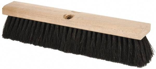 PRO-SOURCE - 14" General Purpose Horsehair Push Broom - 3" Bristle Length, Wood Block, Threaded Handle Connection, Handle Sold Separately - Makers Industrial Supply