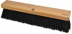 PRO-SOURCE - 14" General Purpose Horsehair Blend Push Broom - 3" Bristle Length, Wood Block, Threaded Handle Connection, Handle Sold Separately - Makers Industrial Supply