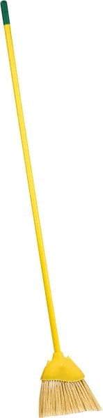 PRO-SOURCE - 8" Wide, Yellow Polypropylene Bristles, Vinyl-Coated Metal Handle, Angled Broom - Flagged, Water Resistant - Makers Industrial Supply