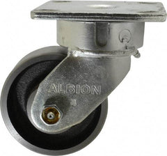 Albion - 4" Diam x 1-1/2" Wide x 5-5/8" OAH Top Plate Mount Swivel Caster - Drop Forged, 1,400 Lb Capacity, Roller Bearing, 4 x 4-1/2" Plate - Makers Industrial Supply