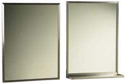 Made in USA - 18 Inch Wide x 24 Inch High, Theft Resistant Rectangular Glass Washroom Mirror - Stainless Steel Frame - Makers Industrial Supply