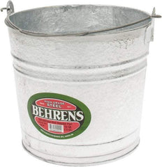 PRO-SOURCE - 10 Qt, 10-1/4" High, Galvanized Steel Round Gray Single Pail - Handle Included, 11" Top Diam - Makers Industrial Supply