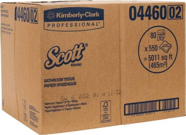 Scott - 4" Sheet Width, Standard Roll Toilet Tissue - 506 Sheets per Roll, 2 Ply, White, Recycled Fiber - Makers Industrial Supply