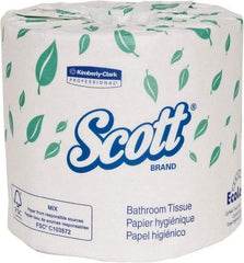 Scott - 4" Sheet Width, Standard Roll Toilet Tissue - 1,210 Sheets per Roll, Single Ply, White, Recycled Fiber - Makers Industrial Supply