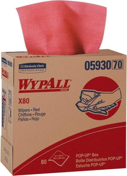 WypAll - Dry Shop Towel/Industrial Wipes - Pop-Up, 16-3/4" x 9" Sheet Size, Red - Makers Industrial Supply