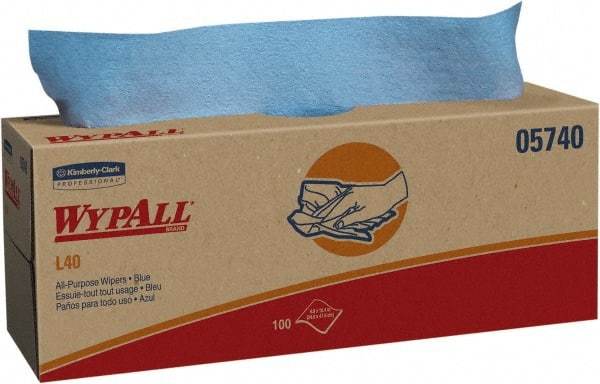 WypAll - L40 Dry General Purpose Wipes - Pop-Up, 9-3/4" x 16-3/8" Sheet Size, Blue - Makers Industrial Supply