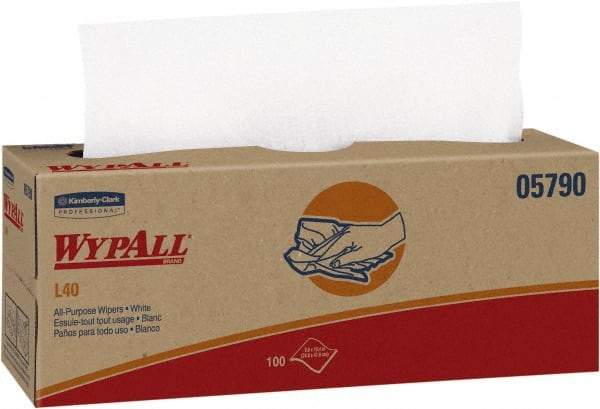 WypAll - L40 Dry General Purpose Wipes - Pop-Up, 9-3/4" x 16-3/8" Sheet Size, White - Makers Industrial Supply