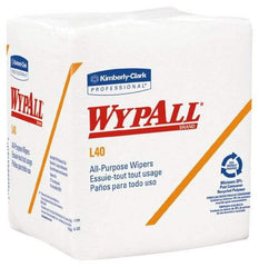 WypAll - L40 1/4 Fold General Purpose Wipes - Poly Pack, 12" x 12-1/2" Sheet Size, White - Makers Industrial Supply