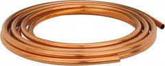 Mueller Industries - 20' Long, 1/2" OD x 3/8" ID, Copper Seamless Tube - 0.035" Wall Thickness, 0.198 Ft/Lb - Makers Industrial Supply