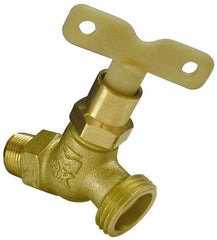 B&K Mueller - 1/2" Pipe, 125 psi WOG Rating, Brass Hose Bibb, Stop Valve - Loose Key Handle, MNPT x GHT End Connections - Makers Industrial Supply