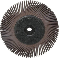 3M - 6" Diam, 1/2" Max Face Width, Plain Hole Radial Bristle Brush - 36 Grit, Very Coarse Grade, 6,000 Max RPM, Dark Brown - Makers Industrial Supply