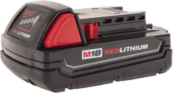 Milwaukee Tool - 18 Volt Lithium-Ion Power Tool Battery - 1.5 Ahr Capacity, 3/4 hr Charge Time, Series M18 RED - Makers Industrial Supply