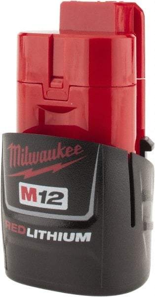 Milwaukee Tool - 12 Volt Lithium-Ion Power Tool Battery - 1.5 Ahr Capacity, 1 hr Charge Time, Series M12 RED - Makers Industrial Supply