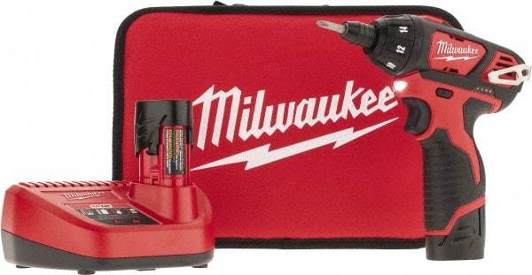 Milwaukee Tool - 12 Volts, Lithium-Ion Battery, Pistol Grip Cordless Screwdriver - 500 RPM, 150 Inch/Lbs. Torque - Makers Industrial Supply