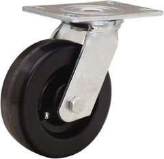 Hamilton - 6" Diam x 2" Wide x 7-1/2" OAH Top Plate Mount Swivel Caster - Phenolic, 900 Lb Capacity, Straight Roller Bearing, 4-1/2 x 6-1/4" Plate - Makers Industrial Supply