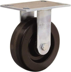 Hamilton - 6" Diam x 2" Wide x 7-1/2" OAH Top Plate Mount Rigid Caster - Phenolic, 900 Lb Capacity, Straight Roller Bearing, 4-1/2 x 6-1/4" Plate - Makers Industrial Supply