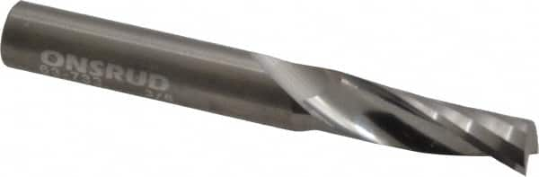 Onsrud - 3/8" Cutting Diam x 1-1/8" Length of Cut, 1 Flute, Upcut Spiral Router Bit - Uncoated, Right Hand Cut, Solid Carbide, 3" OAL x 3/8" Shank Diam, Single Edge, 21° Helix Angle - Makers Industrial Supply