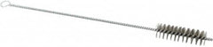 Schaefer Brush - 3" Long x 1" Diam Stainless Steel Long Handle Wire Tube Brush - Single Spiral, 15" OAL, 0.007" Wire Diam, 3/8" Shank Diam - Makers Industrial Supply