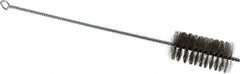 Schaefer Brush - 3" Long x 1-1/2" Diam Stainless Steel Long Handle Wire Tube Brush - Single Spiral, 15" OAL, 0.007" Wire Diam, 3/8" Shank Diam - Makers Industrial Supply