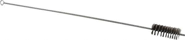 Schaefer Brush - 3" Long x 1-1/4" Diam Stainless Steel Long Handle Wire Tube Brush - Single Spiral, 27" OAL, 0.007" Wire Diam, 3/8" Shank Diam - Makers Industrial Supply