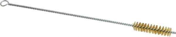 Schaefer Brush - 3" Long x 3/4" Diam Brass Long Handle Wire Tube Brush - Single Spiral, 15" OAL, 0.006" Wire Diam, 3/8" Shank Diam - Makers Industrial Supply