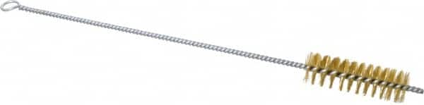Schaefer Brush - 3" Long x 1" Diam Brass Long Handle Wire Tube Brush - Single Spiral, 15" OAL, 0.006" Wire Diam, 3/8" Shank Diam - Makers Industrial Supply