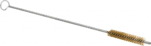 Schaefer Brush - 3" Long x 1/2" Diam Brass Long Handle Wire Tube Brush - Single Spiral, 27" OAL, 0.006" Wire Diam, 0.17" Shank Diam - Makers Industrial Supply
