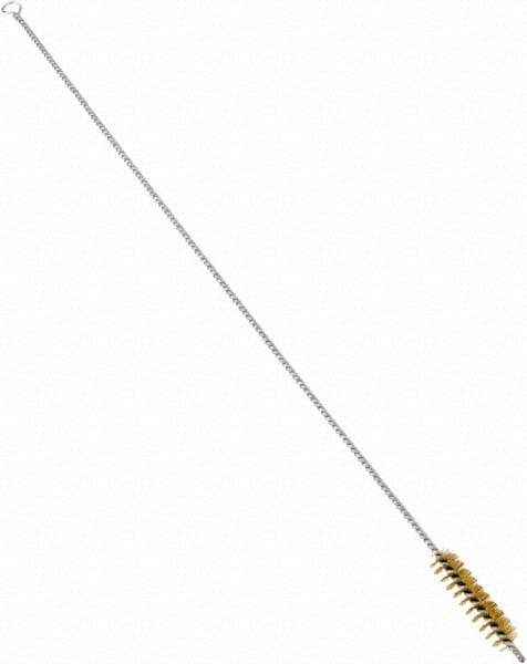 Schaefer Brush - 3" Long x 3/4" Diam Brass Long Handle Wire Tube Brush - Single Spiral, 27" OAL, 0.006" Wire Diam, 3/8" Shank Diam - Makers Industrial Supply