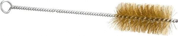 Schaefer Brush - 3" Long x 1-1/2" Diam Brass Long Handle Wire Tube Brush - Single Spiral, 27" OAL, 0.008" Wire Diam, 3/8" Shank Diam - Makers Industrial Supply