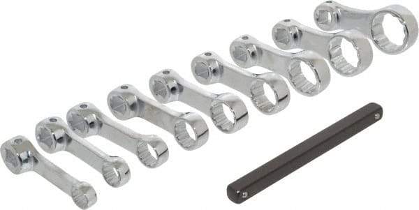 Proto - 9 Piece 3/8" Drive Torque Adapter Set - 3/8 to 7/8", with Clip Rail - Makers Industrial Supply