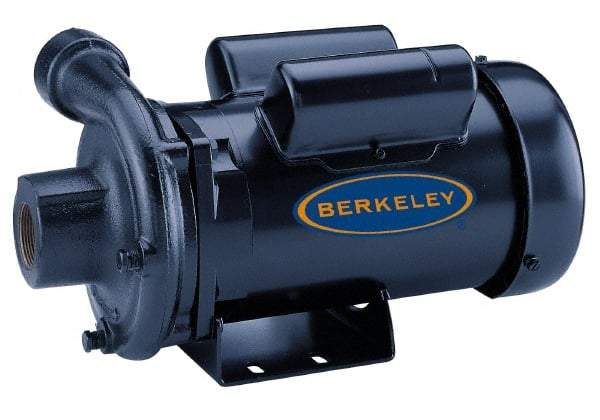 Berkeley - TEFC Motor, 230 Volt, 1 Phase, 2 HP, Cast Iron Straight Pump - 1-1/2 Inch Inlet, 1-1/4 Inch Outlet, 131 Max Head psi, Brass Impeller - Makers Industrial Supply