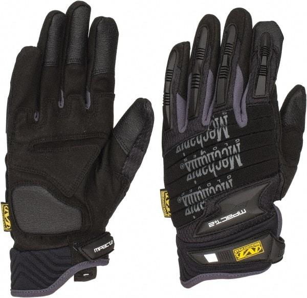 Mechanix Wear - Size L (10) Synthetic Leather/Spandex/Lycra/TPR Anti-Vibration/Impact Protection Work Gloves - For Mechanic's & Lifting, Uncoated, Hook & Loop Cuff, Full Fingered, Black, Paired - Makers Industrial Supply