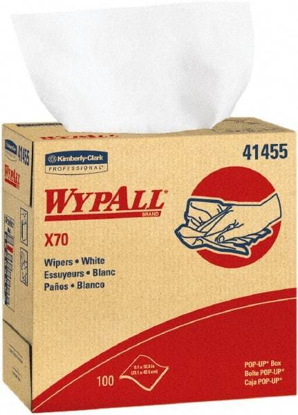 WypAll - X70 Dry Shop Towel/Industrial Wipes - Pop-Up, 16-3/4" x 9" Sheet Size, White - Makers Industrial Supply