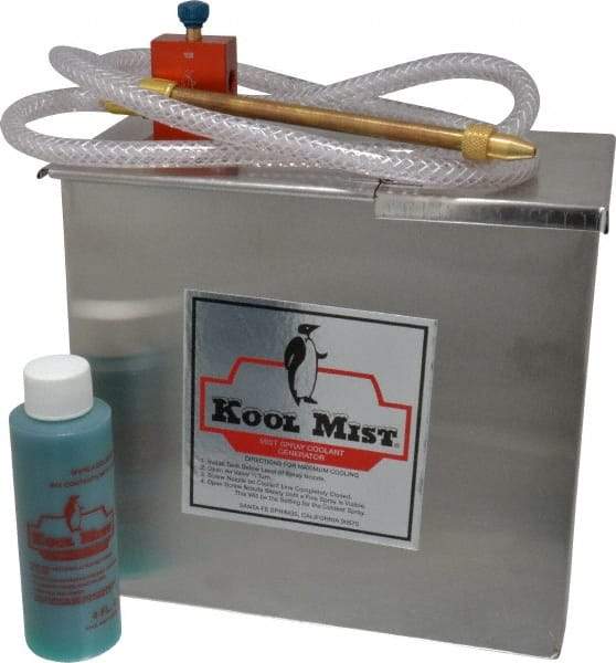 Kool Mist - 1 Outlet, 1 Gal Tank Capacity, Stainless Steel Tank Mist Coolant System - 4' Coolant Line Length, 6" Hose Length, 5/16" Nozzle Diam - Makers Industrial Supply