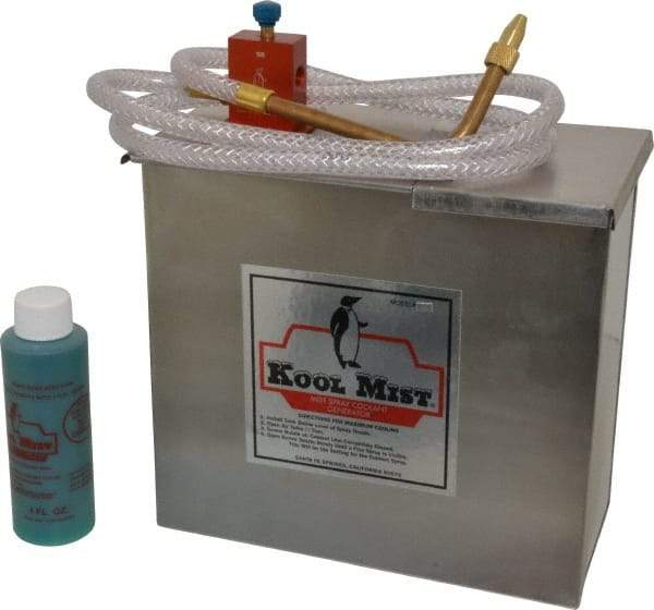 Kool Mist - 1 Outlet, 1 Gal Tank Capacity, Stainless Steel Tank Mist Coolant System - 4' Coolant Line Length, 6" Hose Length, 5/16" Nozzle Diam - Makers Industrial Supply