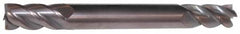 Accupro - 7/16", 7/8" LOC, 1/2" Shank Diam, 4" OAL, 4 Flute, Solid Carbide Square End Mill - Double End, AlTiN Finish, Spiral Flute, 40° Helix, Centercutting, Right Hand Cut, Right Hand Flute - Makers Industrial Supply