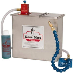 Kool Mist - 1 Outlet, 3 Gal Tank Capacity, Stainless Steel Tank Mist Coolant System - 4' Coolant Line Length, 18" Hose Length, 5/16" Nozzle Diam - Makers Industrial Supply