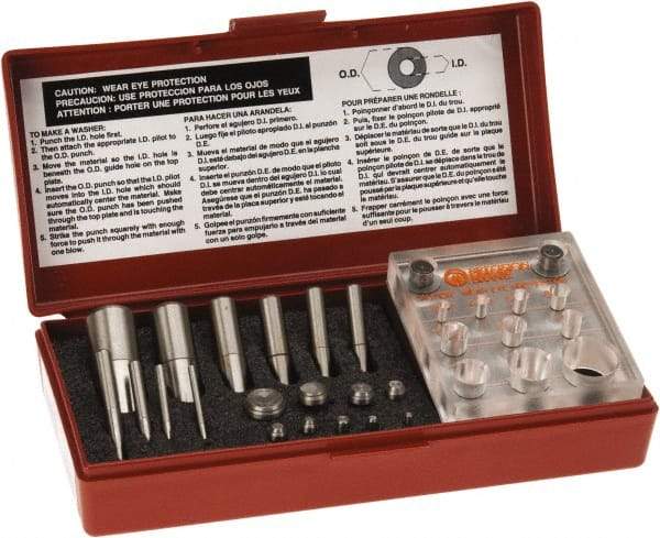 Made in USA - 3 to 20mm Diameter Shim Punch and Die Set - 10 Piece - Makers Industrial Supply