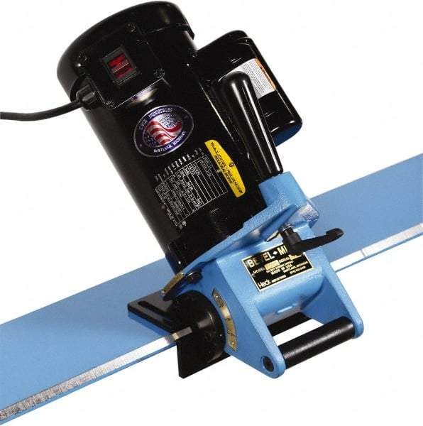 Heck Industries - 15 to 45° Bevel Angle, 7/8 Inch Bevel Capacity, 1 hp, Electric Beveler - 110 Volts, 1/8 Inch Min Workpiece Thickness - Makers Industrial Supply