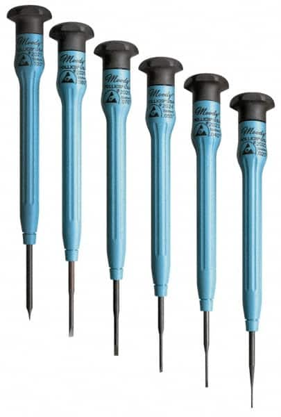 Moody Tools - 6 Piece Slotted Screwdriver Set - Round Shank, Multi Handle - Makers Industrial Supply