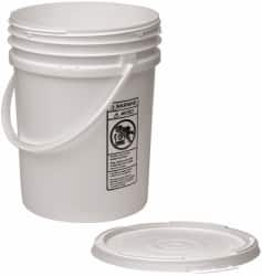 Made in USA - 5.5 Gallon Closure Capacity, Screw On Closure, White Drum Pail - Polyethylene, UN 12H2/Y24/S - Makers Industrial Supply