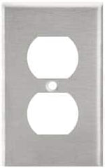 Leviton - 1 Gang, 4-1/2 Inch Long x 2-3/4 Inch Wide, Standard Outlet Wall Plate - Duplex Outlet, Metallic, Stainless Steel - Makers Industrial Supply