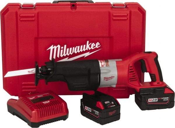 Milwaukee Tool - 28V, 0 to 2,000, 0 to 3,000 SPM, Cordless Reciprocating Saw - 1-1/8" Stroke Length, 15-7/8" Saw Length, 2 Lithium-Ion Batteries Included - Makers Industrial Supply