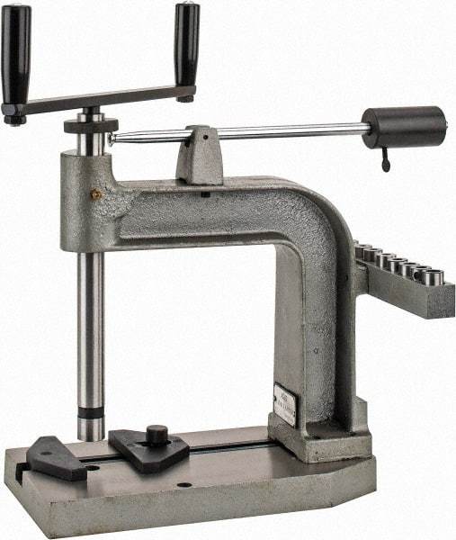 Interstate - #6 to 5/8" Tap Compatibility, 12-1/2" Table Length x 6-1/2" Table Width, Hand Tapper - 7-7/8" Clearance Height, 7-1/2" Throat Depth, 37 Lbs. - Makers Industrial Supply